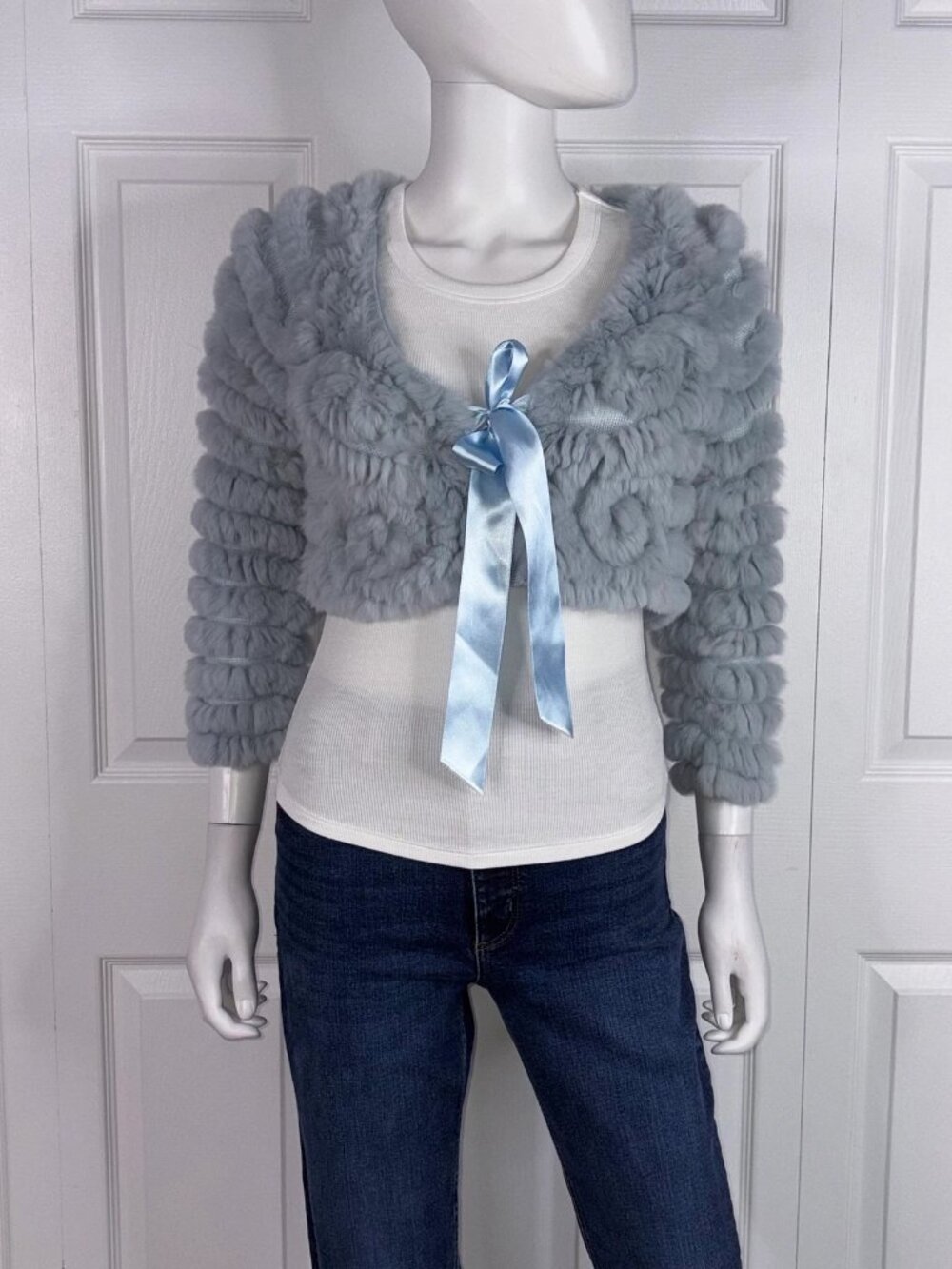 BCBG real rabbit fur bolero cardigan size XS